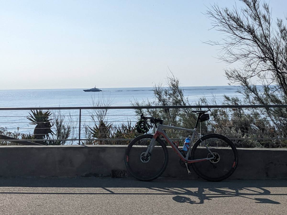 A bike at a viewpoint on the coast path