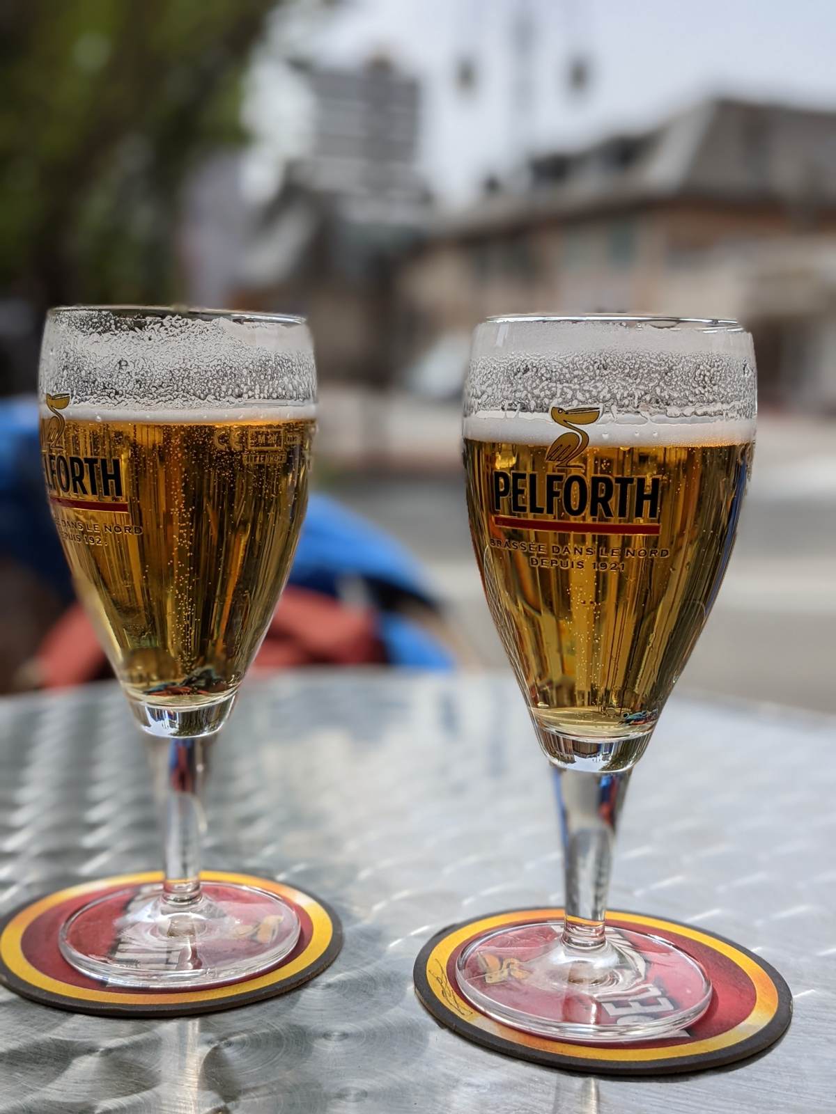 Two beers on a table in the Beaufortain