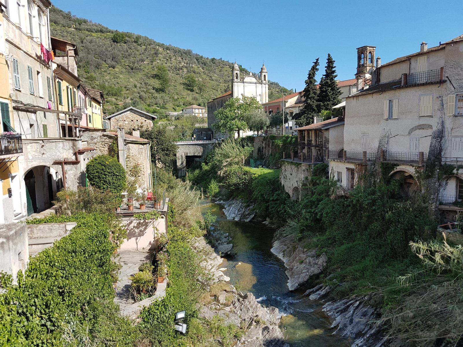 Old houses of Dolcedo built along the Prino stream