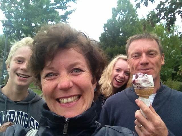 Me and my family with ice creams on holiday near Lake Lugano