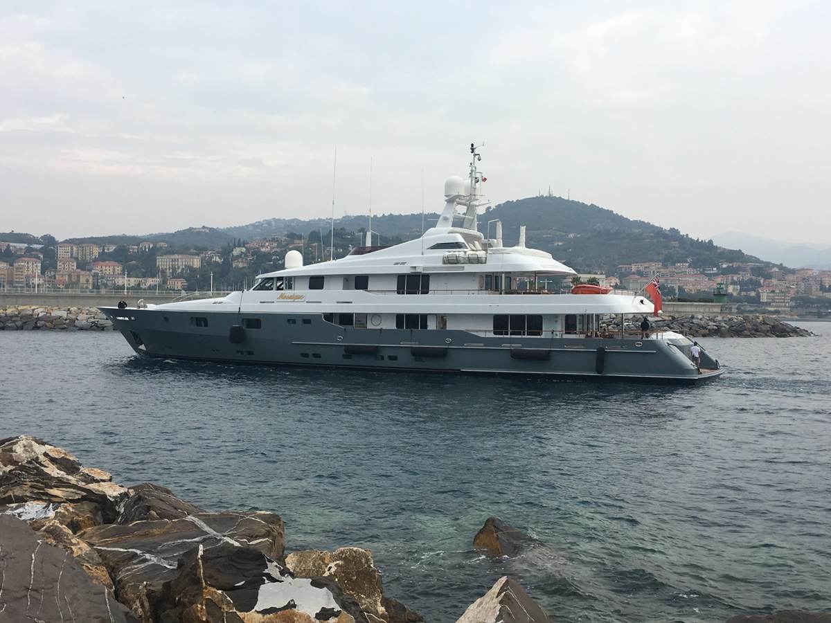A yacht in the harbour at Porto Maurizio